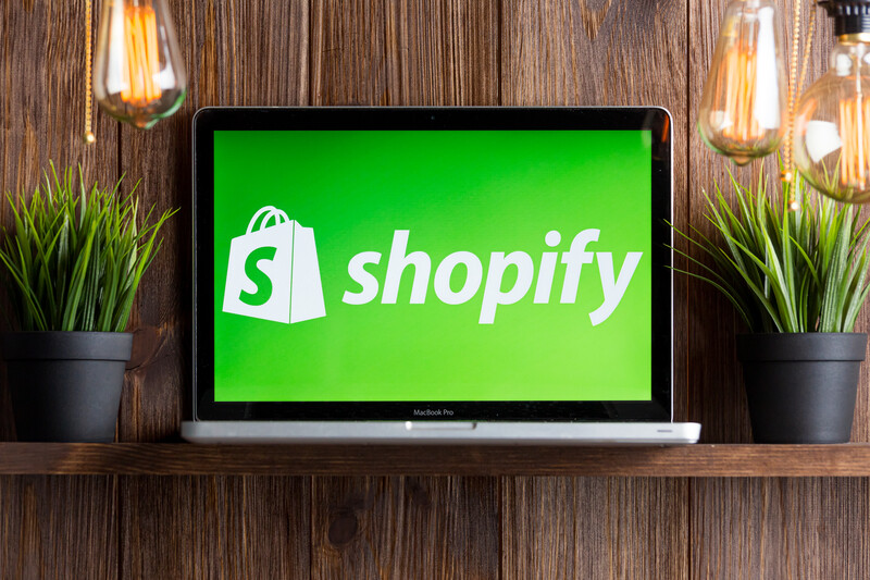 Shopify on the laptop screen isolated