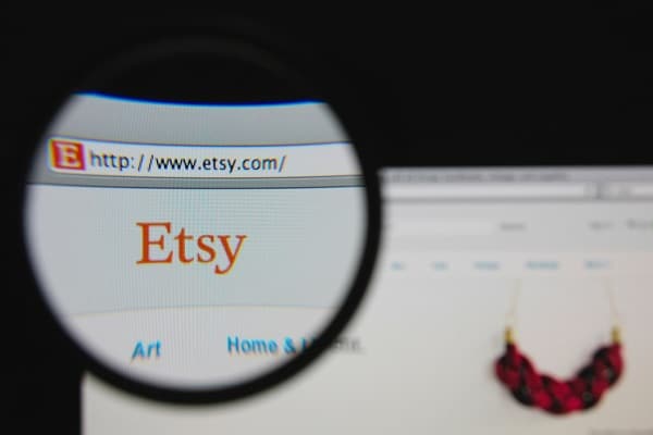 Etsy homepage on a monitor screen