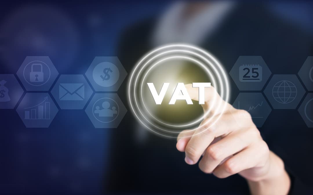 Business woman holding posts in VAT