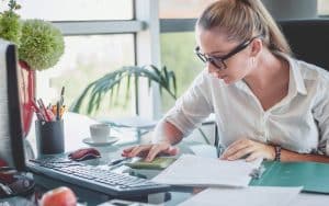 Accountant making a financial report