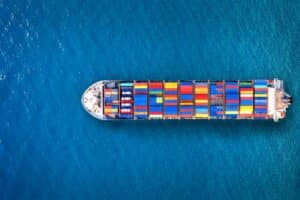 container ship with imported goods